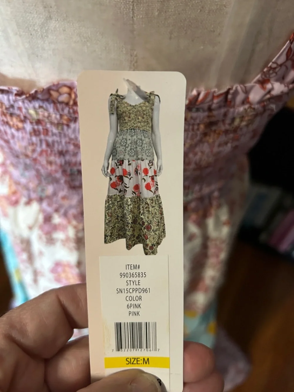 Nanette Lepore Pink & Cream Tiered Floral Maxi Dress size medium nwt - Picture 5 of 6
